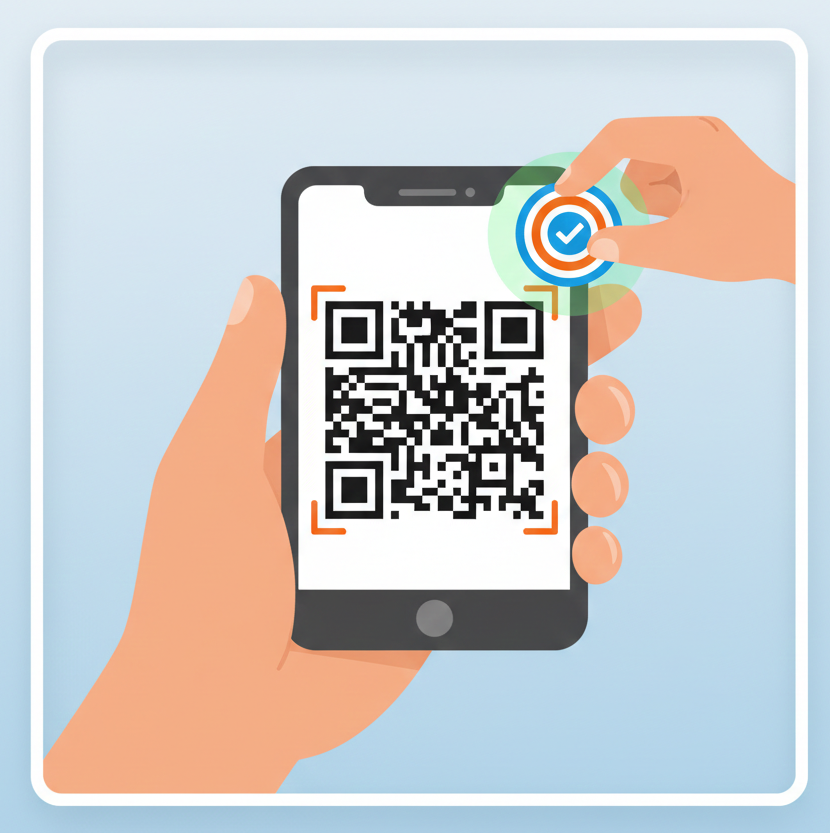 QRコードをスキャンするイラスト